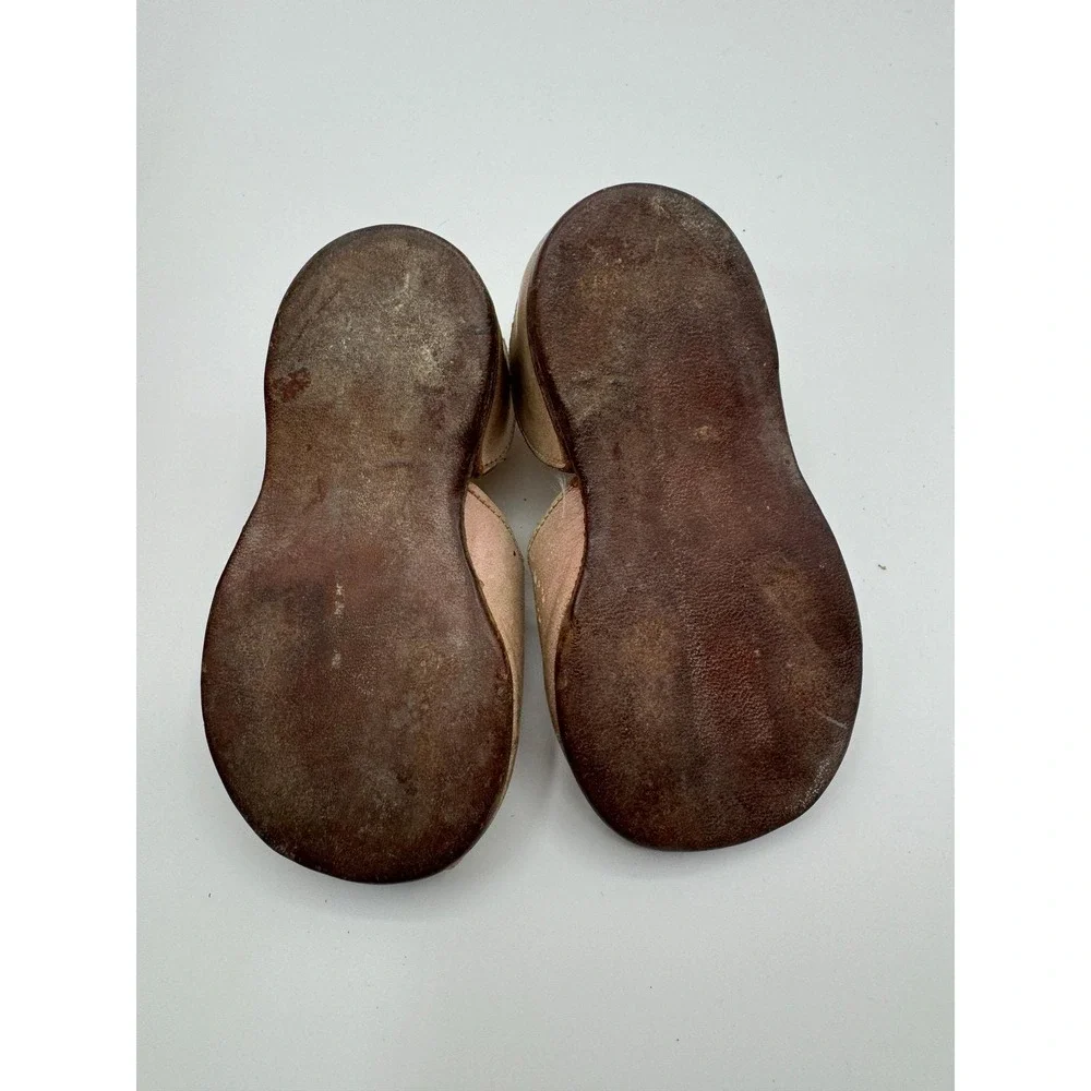 Rare Antique Children's Leather Shoes Peep Toe Buckle Strap Aged Patina 5